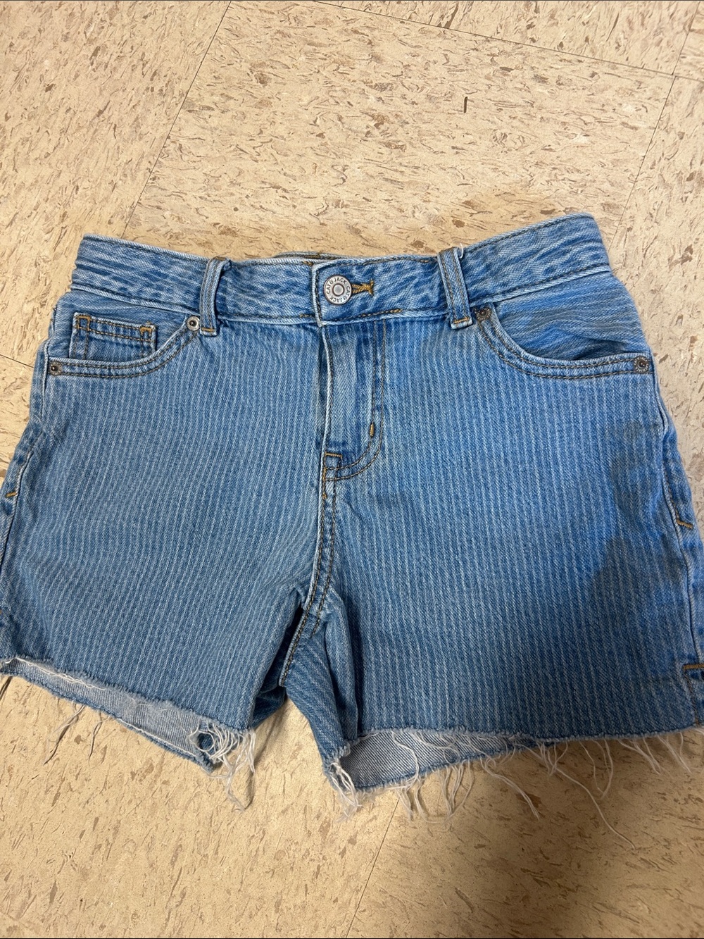 Cat & Jack Light Blue Striped Denim Cutoff Shorts size 10-12